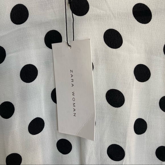 Sold Zara Woman Polka Dot Smocked Blouse NWT Size S - Picture 5 of 7
